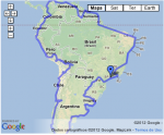 Mapa com o roteiro da viagem pela América do Sul. Clique para ampliar