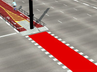 Detalhe da sinalização que será aplicada junto aos cruzamentos. Imagem: CET/Reprodução