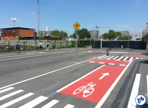 Trecho do circuito que será usado para treinamento de ciclistas no CETET: foco no uso de vias exclusivas.