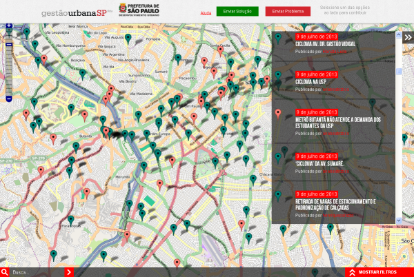 Ferramenta recebe a colaboração da população através da internet, permitindo marcar o local no mapa. Imagem: reprodução