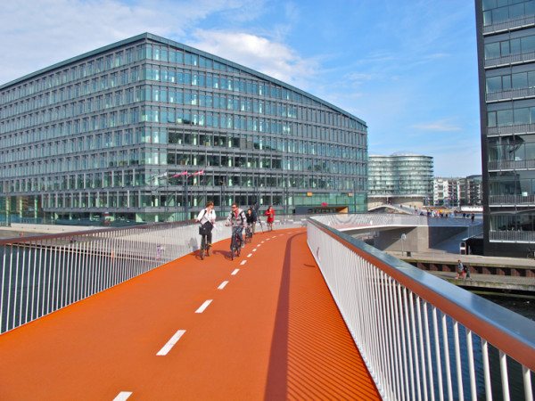 Ciclovia suspensa de Copenhague tem quatro metros de largura e 190 de comprimento. Foto: Sandra Hoj