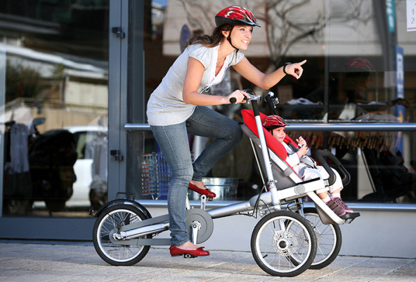 Carrinho de bebê ou carrinho de compras podem ser adaptados à bicicleta. Foto: Divulgação