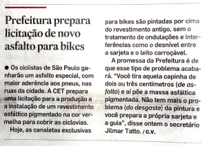 Nota sobre a intenção de realizar a licitação saiu apenas na versão impressa do jornal. Imagem: Reprodução