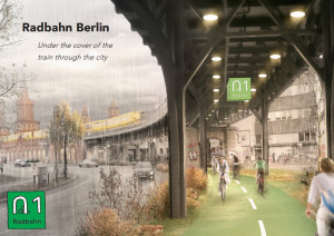 Concepção artística de trecho da Radbahn. Imagem: Radbahn Berlin